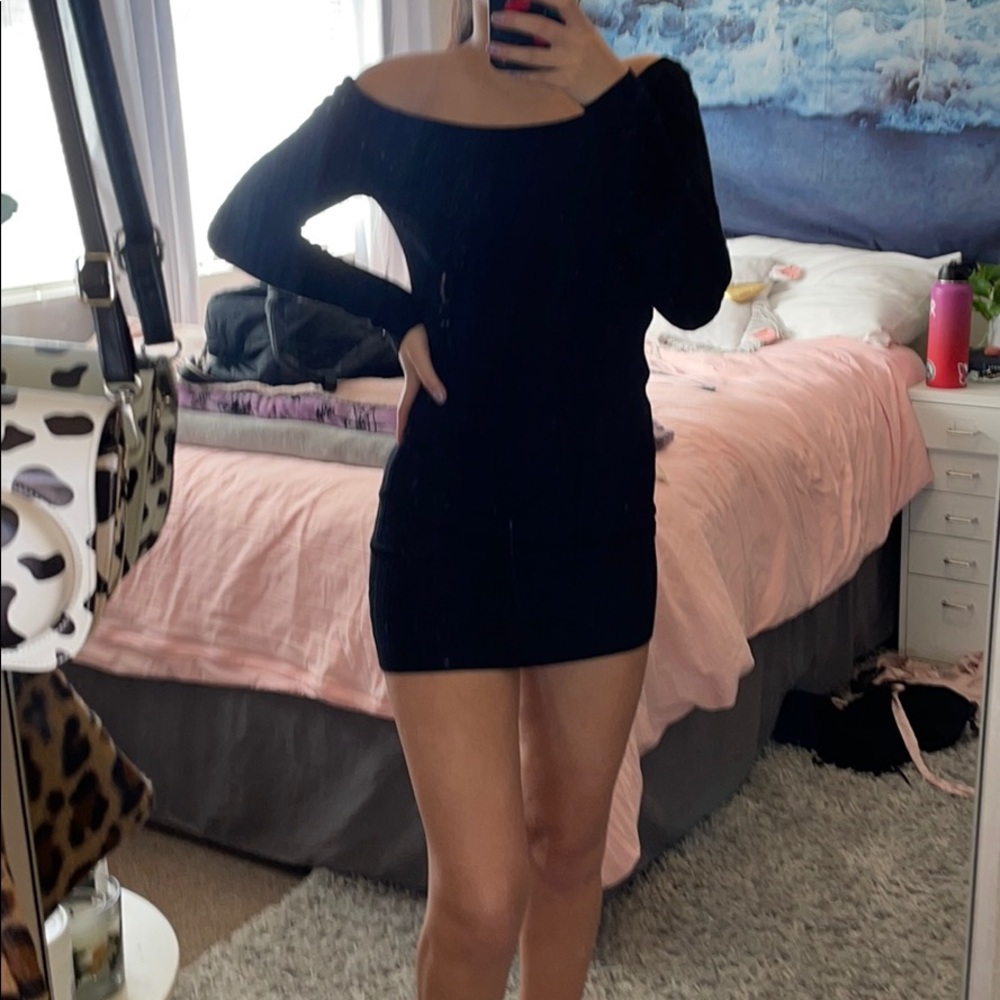 black off the shoulder little black dress sexy